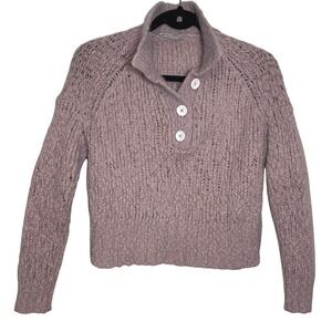 Everlane Lofty Knit Henley XXS Wool Alpaca Pullover Sweater Chunky Crop Cozy